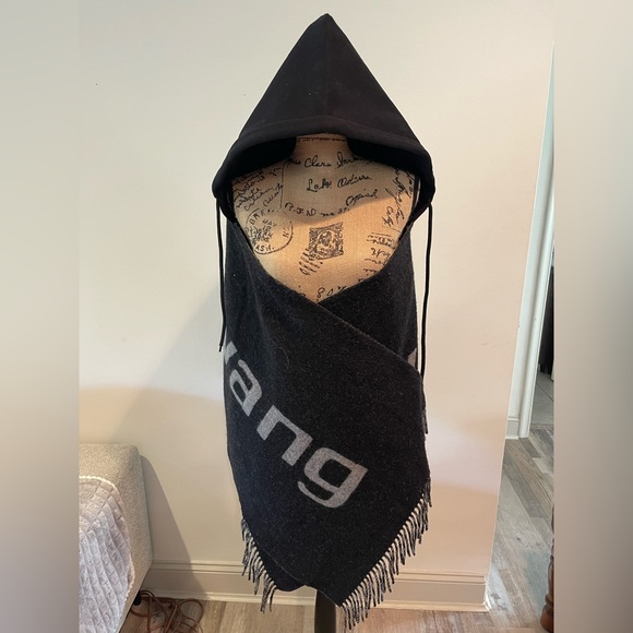 Alexander Wang Black and Gray Hooded Poncho - Picture 3 of 8